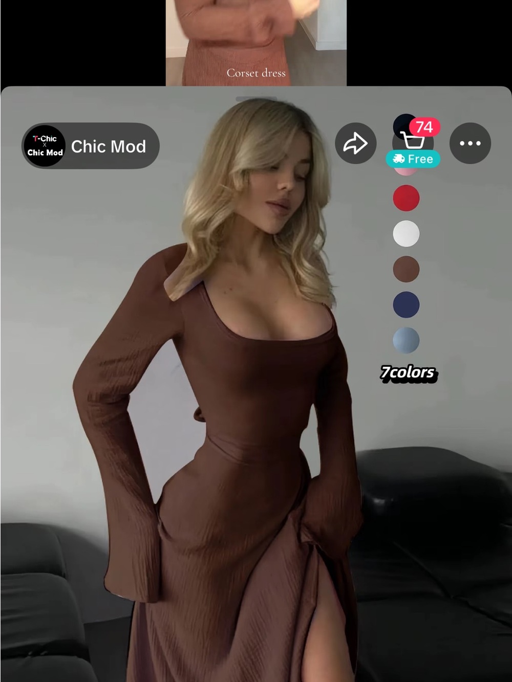 Amazon Women's Long Sleeve Midi Dress in Rust Browne x - Picture 6 of 6